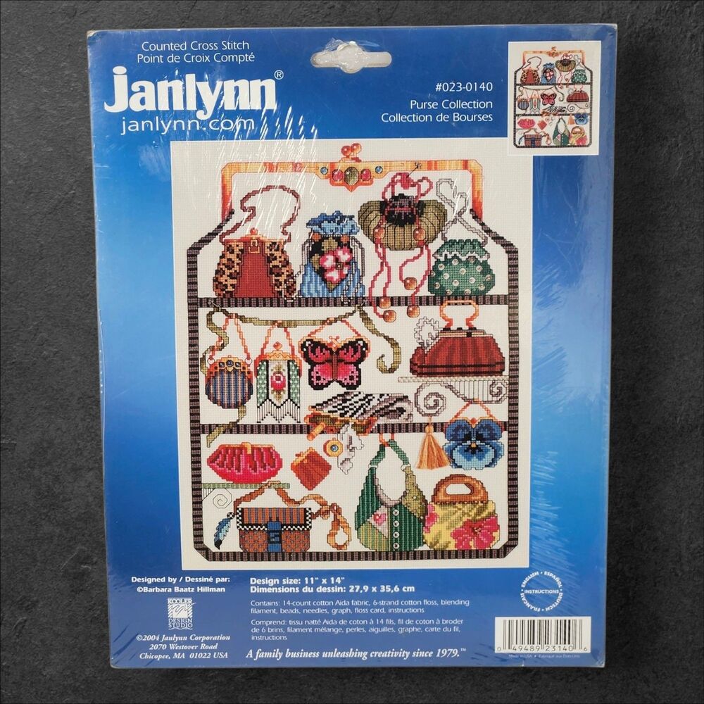 Vintage Janlynn Cross Stitch Kit Purse Collection Sealed 2004 USA #023-0140